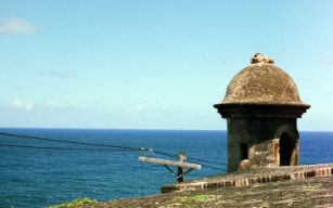 Stone lookout above the ocean at Fortaleza in Puerto Rico