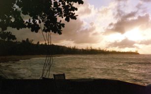 Sunset over the water in Rincón, Puerto Rico